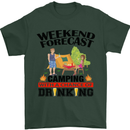Camping Weekend Forecast Funny Alcohol Beer Mens T-Shirt Cotton Gildan Forest Green
