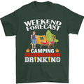 Camping Weekend Forecast Funny Alcohol Beer Mens T-Shirt Cotton Gildan Forest Green