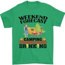 Camping Weekend Forecast Funny Alcohol Beer Mens T-Shirt Cotton Gildan Irish Green