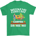 Camping Weekend Forecast Funny Alcohol Beer Mens T-Shirt Cotton Gildan Irish Green