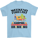 Camping Weekend Forecast Funny Alcohol Beer Mens T-Shirt Cotton Gildan Light Blue
