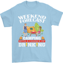 Camping Weekend Forecast Funny Alcohol Beer Mens T-Shirt Cotton Gildan Light Blue