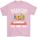 Camping Weekend Forecast Funny Alcohol Beer Mens T-Shirt Cotton Gildan Light Pink