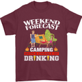 Camping Weekend Forecast Funny Alcohol Beer Mens T-Shirt Cotton Gildan Maroon