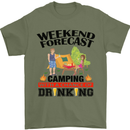 Camping Weekend Forecast Funny Alcohol Beer Mens T-Shirt Cotton Gildan Military Green