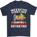 Camping Weekend Forecast Funny Alcohol Beer Mens T-Shirt Cotton Gildan Navy Blue