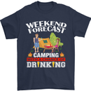 Camping Weekend Forecast Funny Alcohol Beer Mens T-Shirt Cotton Gildan Navy Blue