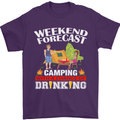 Camping Weekend Forecast Funny Alcohol Beer Mens T-Shirt Cotton Gildan Purple
