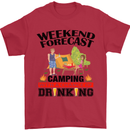 Camping Weekend Forecast Funny Alcohol Beer Mens T-Shirt Cotton Gildan Red