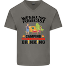 Camping Weekend Forecast Funny Alcohol Beer Mens V-Neck Cotton T-Shirt Charcoal