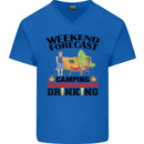Camping Weekend Forecast Funny Alcohol Beer Mens V-Neck Cotton T-Shirt Royal Blue