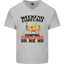 Camping Weekend Forecast Funny Alcohol Beer Mens V-Neck Cotton T-Shirt Sports Grey