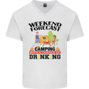 Camping Weekend Forecast Funny Alcohol Beer Mens V-Neck Cotton T-Shirt White