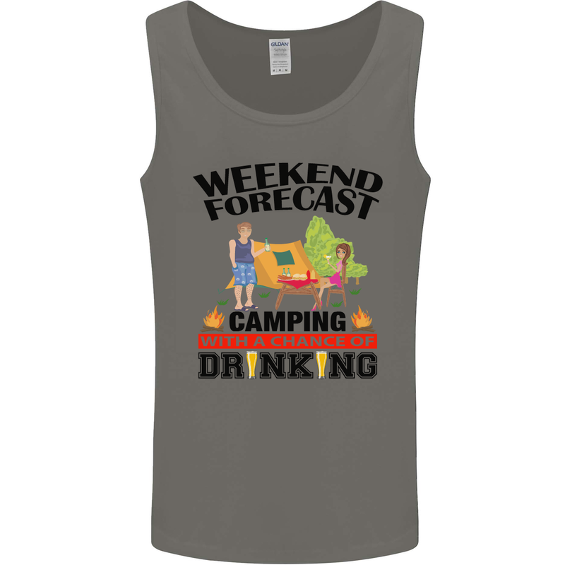 Camping Weekend Forecast Funny Alcohol Beer Mens Vest Tank Top Charcoal