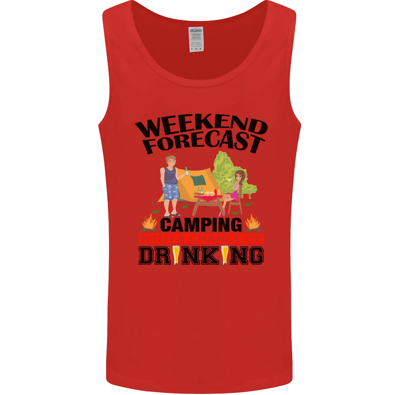 Camping Weekend Forecast Funny Alcohol Beer Mens Vest Tank Top Red
