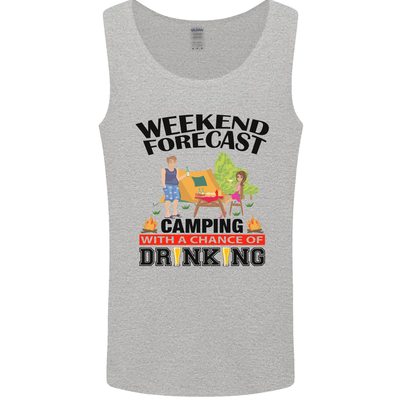 Camping Weekend Forecast Funny Alcohol Beer Mens Vest Tank Top Sports Grey