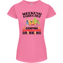 Camping Weekend Forecast Funny Alcohol Beer Womens Petite Cut T-Shirt Azalea