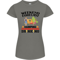Camping Weekend Forecast Funny Alcohol Beer Womens Petite Cut T-Shirt Charcoal