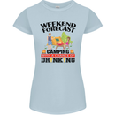 Camping Weekend Forecast Funny Alcohol Beer Womens Petite Cut T-Shirt Light Blue