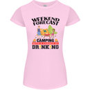 Camping Weekend Forecast Funny Alcohol Beer Womens Petite Cut T-Shirt Light Pink