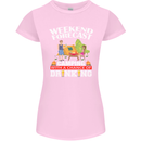 Camping Weekend Forecast Funny Alcohol Beer Womens Petite Cut T-Shirt Light Pink