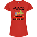 Camping Weekend Forecast Funny Alcohol Beer Womens Petite Cut T-Shirt Red