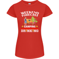 Camping Weekend Forecast Funny Alcohol Beer Womens Petite Cut T-Shirt Red