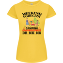 Camping Weekend Forecast Funny Alcohol Beer Womens Petite Cut T-Shirt Yellow