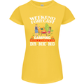 Camping Weekend Forecast Funny Alcohol Beer Womens Petite Cut T-Shirt Yellow