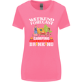 Camping Weekend Forecast Funny Alcohol Beer Womens Wider Cut T-Shirt Azalea