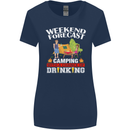 Camping Weekend Forecast Funny Alcohol Beer Womens Wider Cut T-Shirt Navy Blue