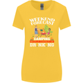 Camping Weekend Forecast Funny Alcohol Beer Womens Wider Cut T-Shirt Yellow