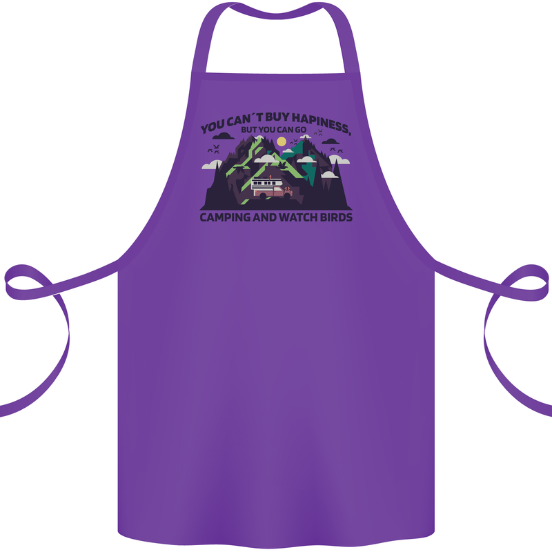 Camping & Bird Watching Funny Cotton Apron 100% Organic Purple