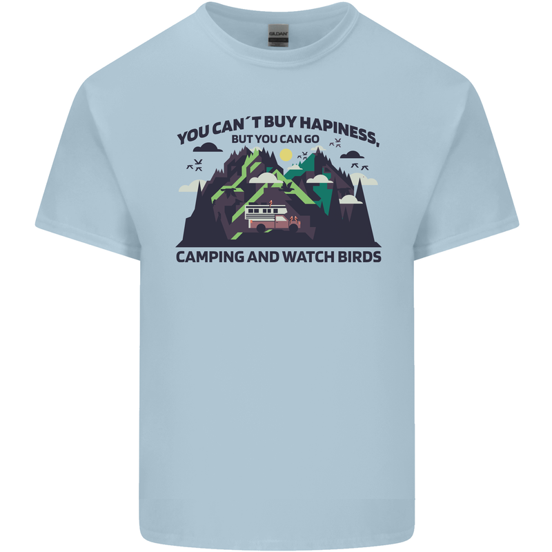 Camping & Bird Watching Funny Mens Cotton T-Shirt Tee Top Light Blue