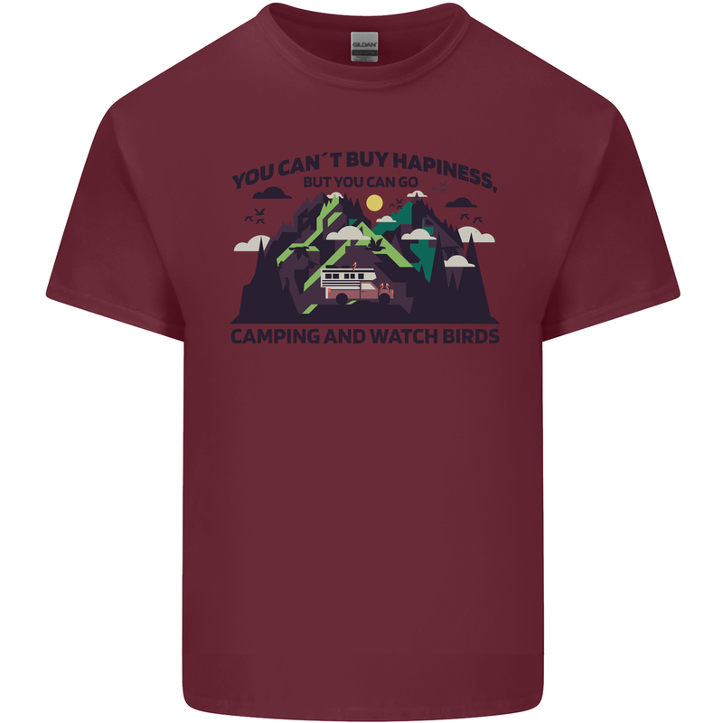 Camping & Bird Watching Funny Mens Cotton T-Shirt Tee Top Maroon