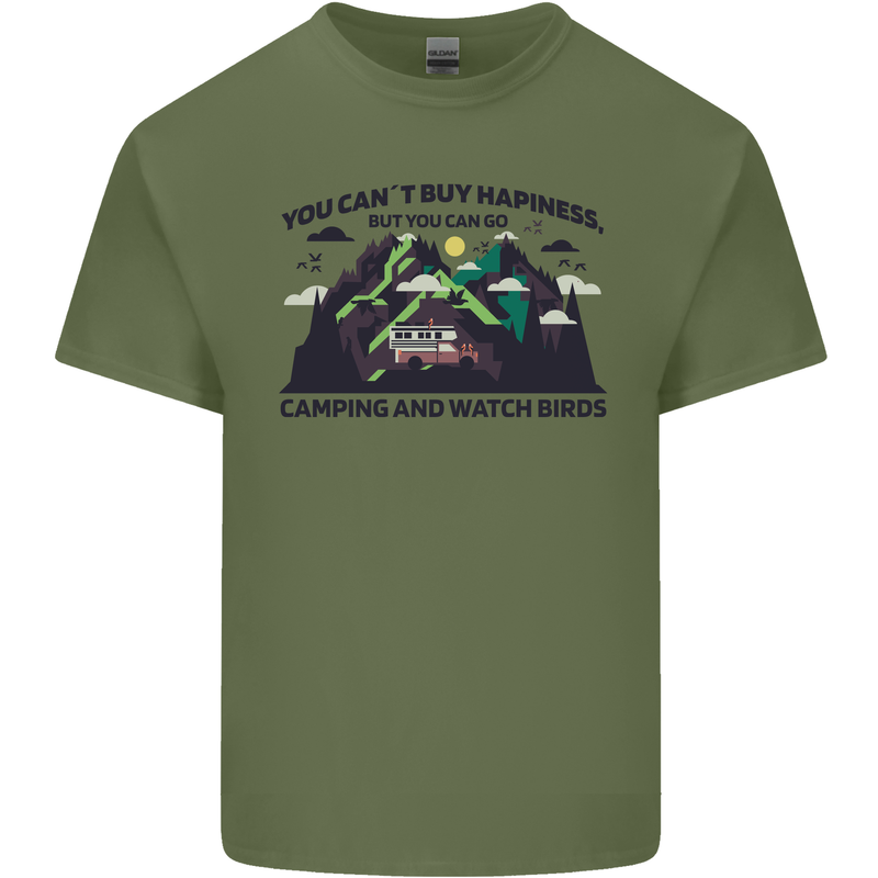 Camping & Bird Watching Funny Mens Cotton T-Shirt Tee Top Military Green