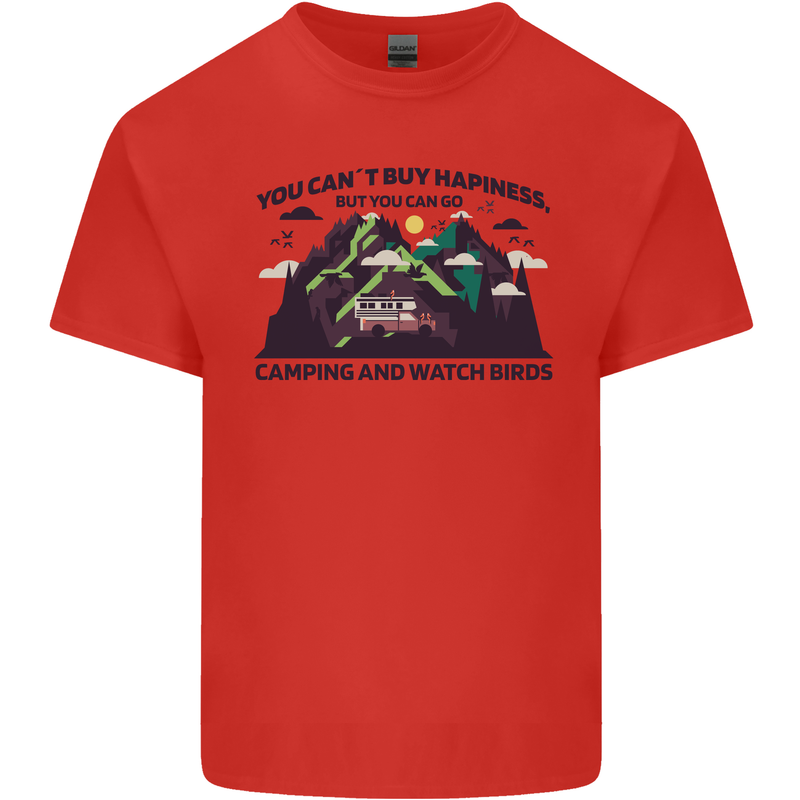 Camping & Bird Watching Funny Mens Cotton T-Shirt Tee Top Red