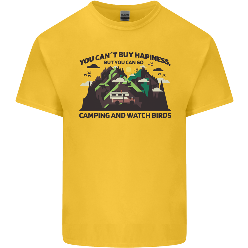 Camping & Bird Watching Funny Mens Cotton T-Shirt Tee Top Yellow