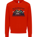 Camping & Bird Watching Funny Mens Sweatshirt Jumper Bright Red