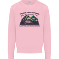Camping & Bird Watching Funny Mens Sweatshirt Jumper Light Pink