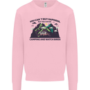 Camping & Bird Watching Funny Mens Sweatshirt Jumper Light Pink