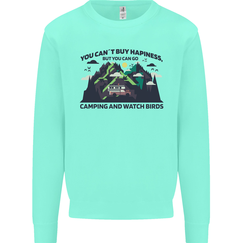 Camping & Bird Watching Funny Mens Sweatshirt Jumper Peppermint