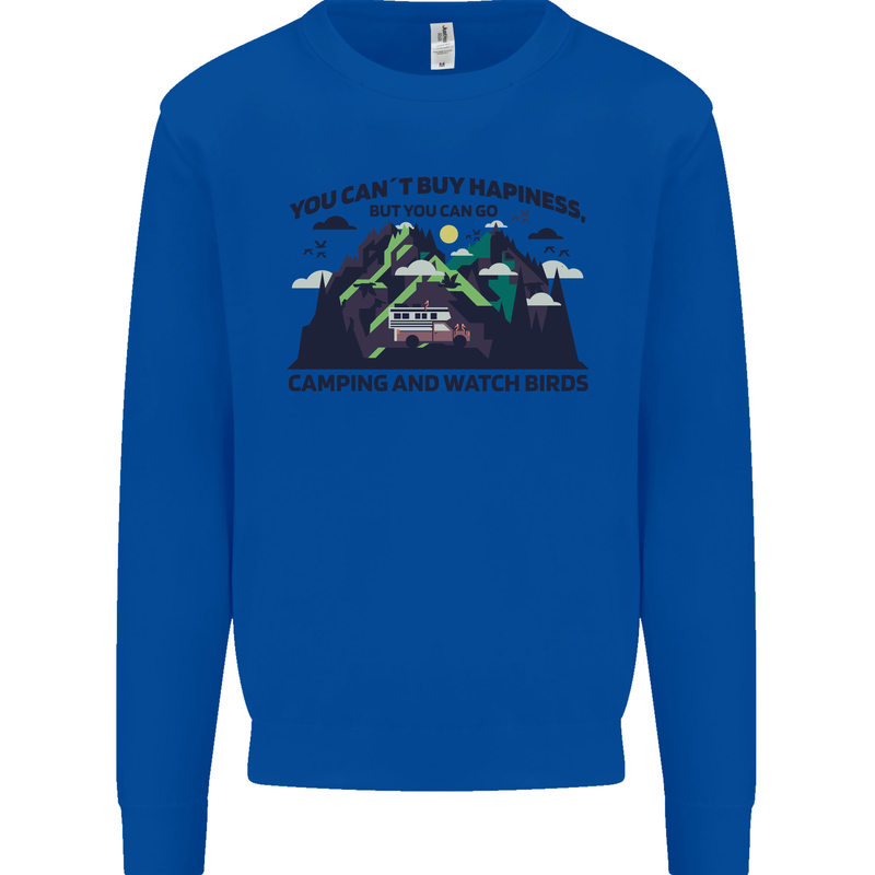 Camping & Bird Watching Funny Mens Sweatshirt Jumper Royal Blue