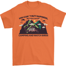 Camping & Bird Watching Funny Mens T-Shirt 100% Cotton Orange