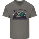 Camping & Bird Watching Funny Mens V-Neck Cotton T-Shirt Charcoal