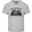 Camping & Bird Watching Funny Mens V-Neck Cotton T-Shirt Sports Grey