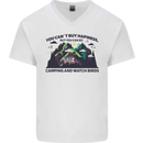 Camping & Bird Watching Funny Mens V-Neck Cotton T-Shirt White