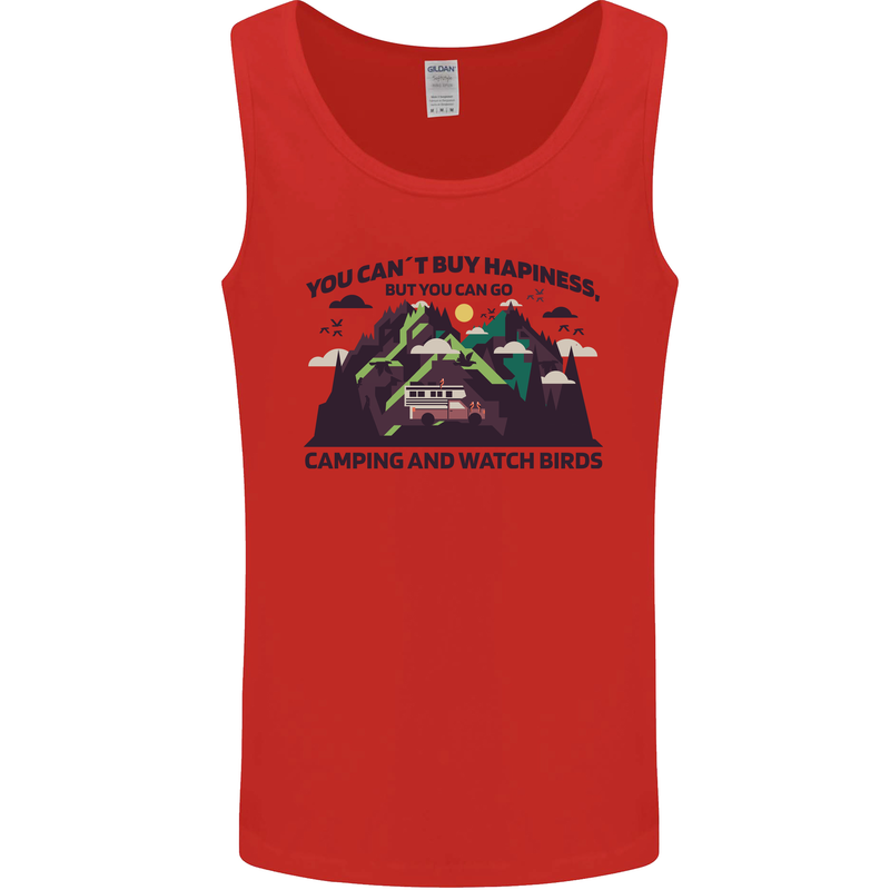 Camping & Bird Watching Funny Mens Vest Tank Top Red