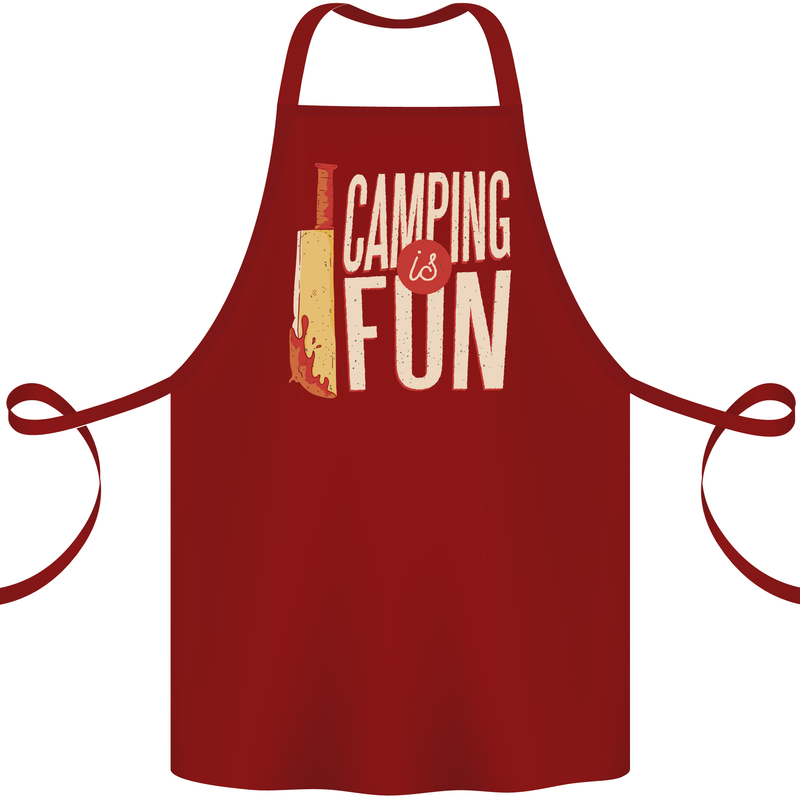 Camping is Fun Funny Murder Halloween Cotton Apron 100% Organic Maroon