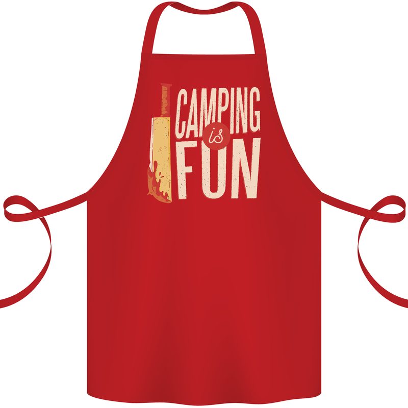 Camping is Fun Funny Murder Halloween Cotton Apron 100% Organic Red